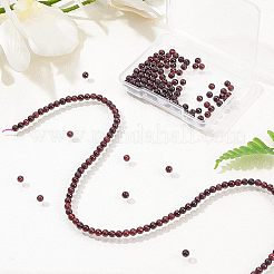 天然石ガーネットビーズ連売り  ラウンド  4mm  穴：1mm  約98個/連  15.55''（39.5センチメートル）  1連 /箱&nbsp;G-OC0001-25-4mm