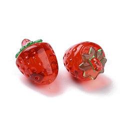 透明なアクリルパーツ  苺  レッド  18x13.5mm  穴：1.6mm&nbsp;X1-OACR-C003-02A