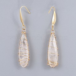Natural Quartz Crystal Pendants Necklaces and Dangle Earrings Jewelry Sets&nbsp;SJEW-JS01026