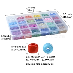 288g24スタイルのガラスシードビーズ  混合スタイル  ラウンド  ミックスカラー  4~5x3~4mm  穴：1~2mm  12g /スタイル&nbsp;SEED-FS0001-26C