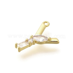 Brass Micro Pave Cubic Zirconia Pendants&nbsp;KK-M310-01G-25