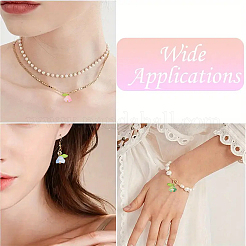 アクリル＆ガラスフラワーペンダント10個  真鍮パーツ  紺碧  14mm  穴：2.3mm&nbsp;PALLOY-YW00116-01