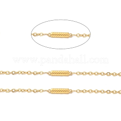 イオンプレーティング（IP）304ステンレス鋼長方形リンクチェーン  スプールで  ハンダ付け  ゴールドカラー  15x3x1.5mm  2.5x2x0.3mm  約32.81フィート（10m）/ロール&nbsp;STAS-B041-09G