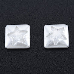 ABSプラスチックパール調カボション  スター付きの四角  乳白色  16x16x4mm&nbsp;KY-N015-25
