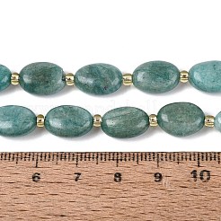天然石アマゾナイトビーズ連売り  フラットオーバル  ガラスビーズ  11.5~13.5x8~9x5~6mm  穴：0.9~1mm  約27個/連  14.96~15.16インチ（38~38.5cm）&nbsp;G-Q608-23