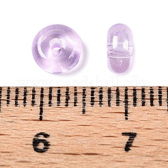 透明な染色ガラスシードビーズ  ドーナツ  ミディアム蘭  6x3mm  穴：1.2mm  約2500個/ポンド&nbsp;SEED-T007-02I