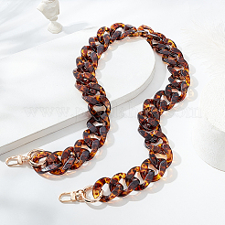 Leopard Print Pattern Acrylic Curb Chain Bag Handles&nbsp;FIND-WH0120-04A