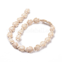 染め加工合成ターコイズビーズ連売り  カメ  フローラルホワイト  17~18x14x6~8mm  穴：1mm  約23個/連  15インチ&nbsp;X-G-M152-11-B