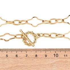 11mm 304ステンレススチールクロスリンクチェーンネックレス（留め具付き、男女兼用）  18KGP本金メッキ  19.76インチ（50.2cm）&nbsp;NJEW-P355-01C-G