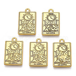ラックメッキ合金ペンダント  カドミウムフリー＆ニッケルフリー＆鉛フリー  タロットチャーム  アンティーク黄金  月xviii  23.5x14.5x1.5mm  穴：1.8mm&nbsp;PALLOY-WH0103-04C-AG