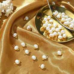 30Pcs Natural Cultured Freshwater Pearl Round Charms&nbsp;FIND-CJ0001-76