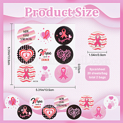 Round Dot Breast Cancer Awareness Pink Ribbon Stickers&nbsp;DIY-WH0409-31