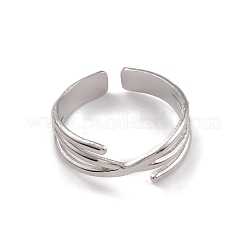 変色しない304ステンレススチール製クロスオープンカフリング（女性用）  ステンレス鋼色  usサイズ6 3/4(17.1mm)&nbsp;RJEW-G285-50P