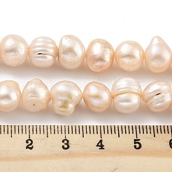天然養殖淡水パールビーズ連売り  ポテト  ライトサーモン  9~10mm  穴：0.6mm  約19~20個/連  6.10~6.50（15.5~16.5センチメートル）&nbsp;PEAR-C003-14B