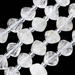 天然グリーンムーンストーンの彫刻ビーズ連売り  シェル形状  シードビーズで  12~13x13~14x4~7mm  穴：0.8~1mm  約26個/連  15.35''（39センチメートル）&nbsp;G-H339-A03-01
