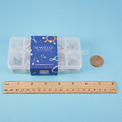 DIYピアス作り  チベット風合金カボションセッティングコネクター  クリアガラスカボション  鉄の丸カンと真鍮のピアスフック  ミックスカラー  13.5x7x3cm&nbsp;DIY-SC0005-40