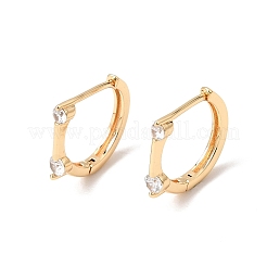 Brass Pave Cubic Zirconia Hoop Earrings&nbsp;KK-CBACA55-16G