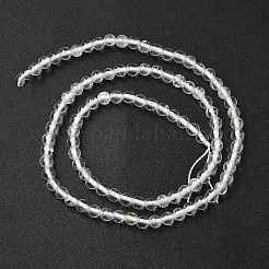 天然石クオーツクリスタルラウンドビーズ連売り  ロッククリスタルビーズ  4mm  穴：0.8mm  約89~94個/連  15~15.5インチ&nbsp;G-J303-01-4mm