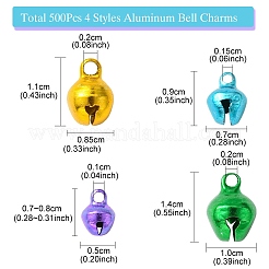 500Pcs 4 Styles Aluminum Bell Charms&nbsp;FIND-YW0004-03