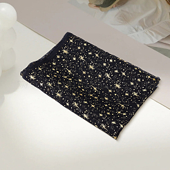 1mの星型ポリエステル生地  DIY 衣類アクセサリー  ブラック  1530x1mm&nbsp;DIY-CY0003-62A
