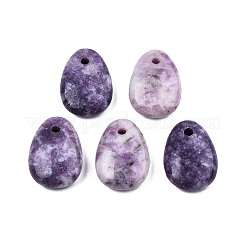 天然レピドライトペンダント  大きな穴のペンダント  ティアドロップチャーム  35x25x11.5mm  穴：4mm&nbsp;G-N0325-15B