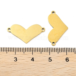 イオンプレーティング（IP）201ステンレススチールコネクタチャーム  バレンタインデーのハートリンク  ゴールドカラー  12x23x1mm  穴：1.4mm&nbsp;STAS-A090-18G