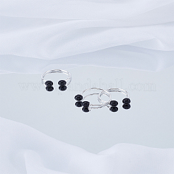 女性用真鍮プラスチックパール指輪セット3個  ブラック  内径：17mm  3個/セット&nbsp;RJEW-LP0003-50A