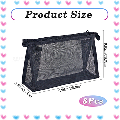 ナイロン製保存袋  ジッパー付きの長方形  化粧品・日用品用  ブラック  248x152x10mm&nbsp;DIY-WH20002-92B