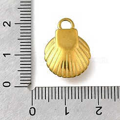 304ステンレスペンダント  丸いプラスチックイミテーションパール付き  貝殻の形のチャーム  18KGP本金メッキ  レッド  18.5x14x7mm  穴：2.5mm&nbsp;STAS-B087-02G-03