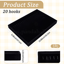 ベルベットのネックレスディスプレイオーガナイザートレイ  長方形  ブラック  35.3x24.1x3.1cm&nbsp;NDIS-WH20007-02B