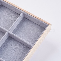 立方体の木の装飾ディスプレイ  ベルベットで覆われた  12のコンパートメント  ライトグレー  35x24 x3.1cm&nbsp;ODIS-K002-01