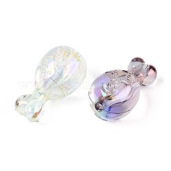 UVメッキ透明アクリルビーズ  虹色の  幸運の文字が書かれた鶏の脚  ミックスカラー  27x15x16mm  穴：2.8mm&nbsp;TACR-N020-01
