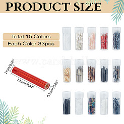 495個15色ガラスラッパビーズ  不透明色  ミックスカラー  12x2mm  穴：0.5mm  約33PCS /カラー&nbsp;SEED-ME0001-16