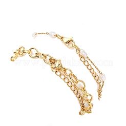 2Pcs 2 Styles 316 Surgical Stainless Steel Plastic Imitation Pearl Beads Link Bracelets & 304 Stainless Steel Charm Bracelets Set for Women&nbsp;BJEW-JB12421