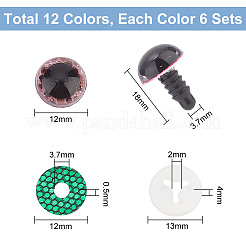 72 Sets 12 Colors Plastic Craft Eyes&nbsp;KY-PH0001-89