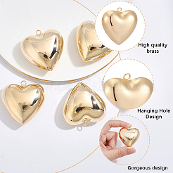 5Pcs Heart Brass Pendants&nbsp;KK-BBC0025-58C