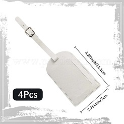 カットホロー 4個 PUレザー ラゲッジタグ  鉄のクラスプ付  旅行IDラベル  スーツケース名札  ホワイト  111x70mm&nbsp;OFST-CL0001-01B-04