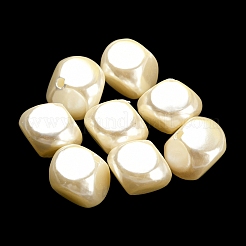 ABS プラスチック模造パールビーズ  キューブ  ベージュ  15~16x15~16x13mm  穴：1.8mm  約380個/500g&nbsp;KY-C017-16