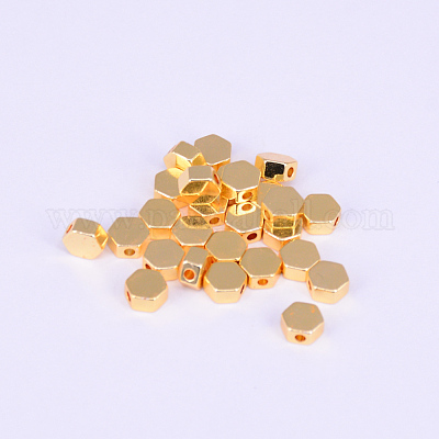 真鍮ビーズ 六角 ゴールドカラー 6x7x3mm 穴：1.8mmの通販 - PandaHall
