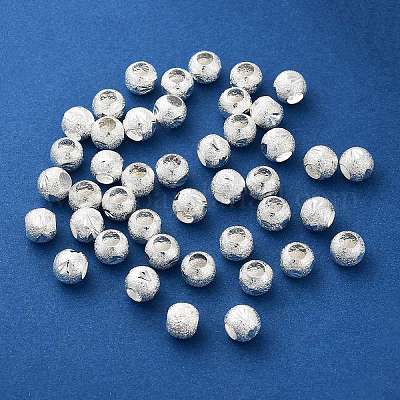 テクスチャビード  真鍮  ラウンド  銀  直径約8mm  厚さ6.8mm  穴：3.8mm&nbsp;EC189-S-1
