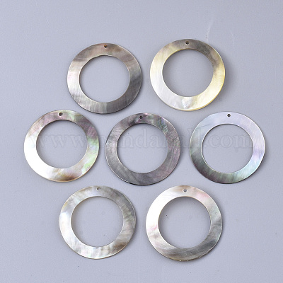 ブラックリップシェルペンダント  リング  グレー  30x0.6~2mm  穴：1.2mm&nbsp;SSHEL-S251-30-1
