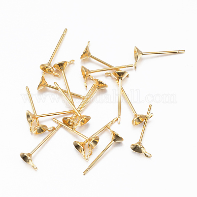 304 Stainless Steel Stud Earring Settings&nbsp;STAS-H558-09G-1