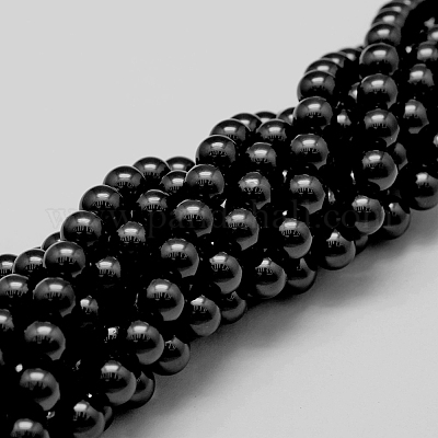 シェルパールビーズ連売り  グレードA  ラウンド  ブラック  12mm  穴：1mm  約34個/連  16インチ&nbsp;BSHE-L026-07-12mm-1