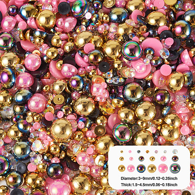 Half Round ABS Plastic Cabochons&nbsp;FIND-TAC0038-08C-1