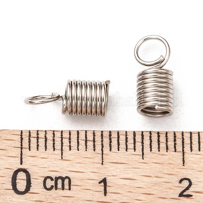 鉄コードの端  プラチナカラー  約4.5 mm幅  長さ10mm  3.2mm内径  穴：3.5mm&nbsp;E448-1
