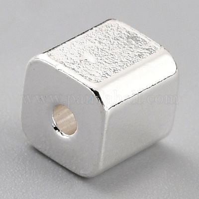 真鍮ビーズ  長持ちメッキ  キューブ  925銀メッキ  5x5x5mm  穴：1.2mm&nbsp;KK-O133-309A-S-1