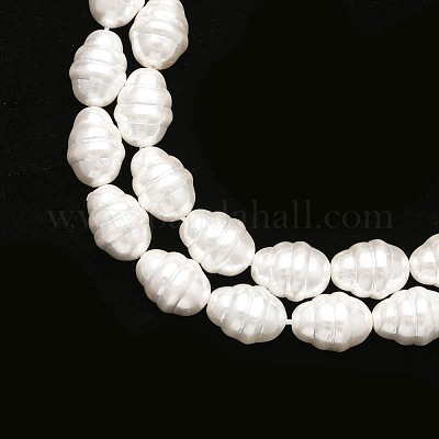 シェルパールビーズ連売り  洗練された  オーバル  雪  16x12mm  穴：1mm  約25個/連  15.75インチ（40cm）&nbsp;PEAR-T005-02-1