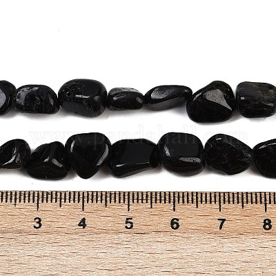 天然石ブラックトルマリンビーズ連売り ナゲット タンブルストーン 8