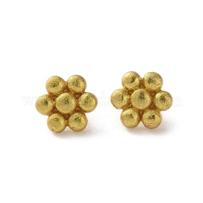 真鍮ヒートンキャップ  長持ちメッキ  ラックめっき  花  ゴールドカラー  4.5x5x4mm&nbsp;KK-R215-01G-02-1