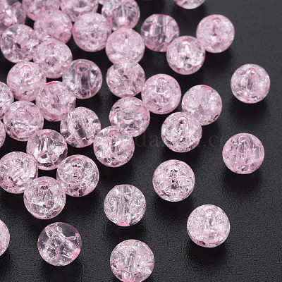 クリアクラックアクリルビーズ  ラウンド  ピンク  8x7mm  穴：1.8~2mm  約1745個/500g&nbsp;MACR-S373-66-N02-1